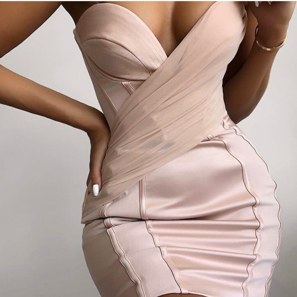 House of CB Dresses & Skirts - HouseofCB 'GISOU' BLUSH SATIN STRAPLESS